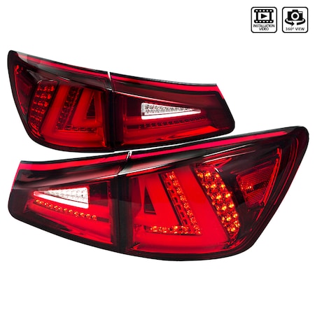 Spec-D Tuning 06-08 Lexus Is250 LED Tail Lights Red Clear LT-IS25006RLED-TM